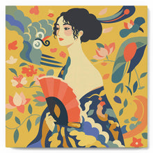 Load image into Gallery viewer, Mini Paint by numbers Lady with a Fan - Klimt 20x20cm already framed