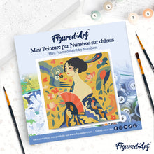 Load image into Gallery viewer, Mini Paint by numbers Lady with a Fan - Klimt 20x20cm already framed