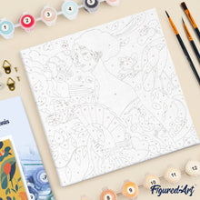 Load image into Gallery viewer, Mini Paint by numbers Lady with a Fan - Klimt 20x20cm already framed