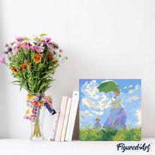Load image into Gallery viewer, Mini Paint by numbers The walk - Monet 20x20cm already framed