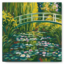 Load image into Gallery viewer, Mini Paint by numbers Water Lilies and Japanese Bridge - Monet 20x20cm already framed