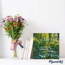 Load image into Gallery viewer, Mini Paint by numbers Water Lilies and Japanese Bridge - Monet 20x20cm already framed