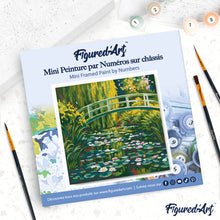 Load image into Gallery viewer, Mini Paint by numbers Water Lilies and Japanese Bridge - Monet 20x20cm already framed