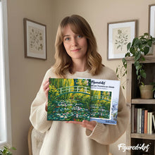 Load image into Gallery viewer, Mini Paint by numbers Water Lilies and Japanese Bridge - Monet 20x20cm already framed