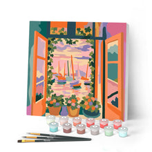 Load image into Gallery viewer, Paint by numbers kit for adults Mini Paint by numbers The Open Window - Matisse 20x20cm already framed Figured'Art UK