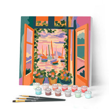 Load image into Gallery viewer, Paint by numbers kit for adults Mini Paint by numbers The Open Window - Matisse 20x20cm already framed Figured'Art UK
