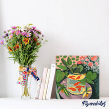 Load image into Gallery viewer, Mini Paint by numbers Goldfish - Matisse 20x20cm already framed