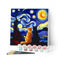 Load image into Gallery viewer, Paint by numbers kit for adults Mini Paint by numbers Starry Night Companions 20x20cm already framed Figured'Art UK