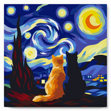 Load image into Gallery viewer, Mini Paint by numbers Starry Night Companions 20x20cm already framed