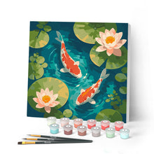 Load image into Gallery viewer, Paint by numbers kit for adults Mini Paint by numbers Koi Pond 20x20cm already framed Figured'Art UK