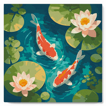 Load image into Gallery viewer, Mini Paint by numbers Koi Pond 20x20cm already framed