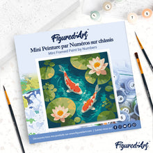 Load image into Gallery viewer, Mini Paint by numbers Koi Pond 20x20cm already framed
