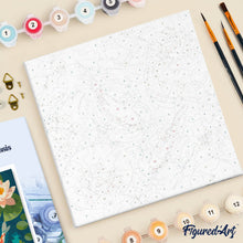 Load image into Gallery viewer, Mini Paint by numbers Koi Pond 20x20cm already framed