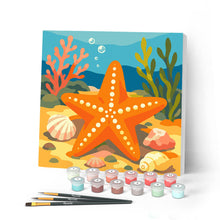 Load image into Gallery viewer, Paint by numbers kit for adults Mini Paint by numbers Starfish 20x20cm already framed Figured'Art UK