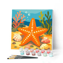 Load image into Gallery viewer, Paint by numbers kit for adults Mini Paint by numbers Starfish 20x20cm already framed Figured'Art UK