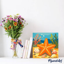 Load image into Gallery viewer, Mini Paint by numbers Starfish 20x20cm already framed