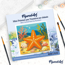 Load image into Gallery viewer, Mini Paint by numbers Starfish 20x20cm already framed