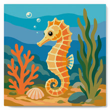 Load image into Gallery viewer, Mini Paint by numbers Seahorse 20x20cm already framed