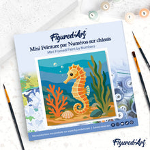 Load image into Gallery viewer, Mini Paint by numbers Seahorse 20x20cm already framed