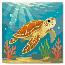Load image into Gallery viewer, Mini Paint by numbers Turtle 20x20cm already framed