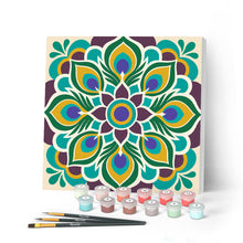 Load image into Gallery viewer, Paint by numbers kit for adults Mini Paint by numbers Peacock Mandala 20x20cm already framed Figured'Art UK