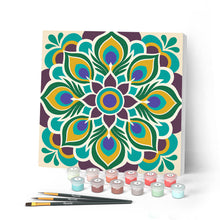 Load image into Gallery viewer, Paint by numbers kit for adults Mini Paint by numbers Peacock Mandala 20x20cm already framed Figured'Art UK