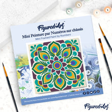 Load image into Gallery viewer, Mini Paint by numbers Peacock Mandala 20x20cm already framed