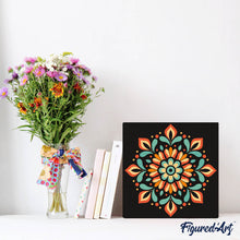 Load image into Gallery viewer, Mini Paint by numbers Autumn Mandala 20x20cm already framed