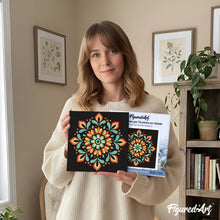Load image into Gallery viewer, Mini Paint by numbers Autumn Mandala 20x20cm already framed