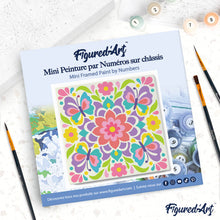Load image into Gallery viewer, Mini Paint by numbers Butterfly Mandala 20x20cm already framed