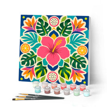 Load image into Gallery viewer, Paint by numbers kit for adults Mini Paint by numbers Hibiscus Mandala 20x20cm already framed Figured'Art UK