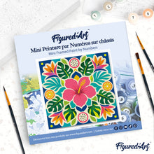 Load image into Gallery viewer, Mini Paint by numbers Hibiscus Mandala 20x20cm already framed