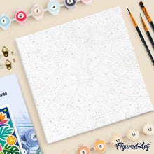 Load image into Gallery viewer, Mini Paint by numbers Hibiscus Mandala 20x20cm already framed