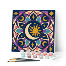Load image into Gallery viewer, Paint by numbers kit for adults Mini Paint by numbers Celestial Mandala 20x20cm already framed Figured'Art UK