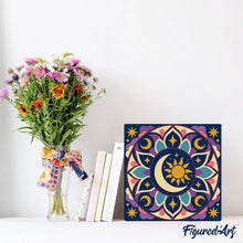 Load image into Gallery viewer, Mini Paint by numbers Celestial Mandala 20x20cm already framed