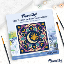 Load image into Gallery viewer, Mini Paint by numbers Celestial Mandala 20x20cm already framed