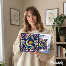 Load image into Gallery viewer, Mini Paint by numbers Celestial Mandala 20x20cm already framed