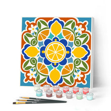 Load image into Gallery viewer, Paint by numbers kit for adults Mini Paint by numbers Citrus Mandala 20x20cm already framed Figured'Art UK