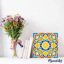 Load image into Gallery viewer, Mini Paint by numbers Citrus Mandala 20x20cm already framed