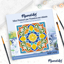 Load image into Gallery viewer, Mini Paint by numbers Citrus Mandala 20x20cm already framed