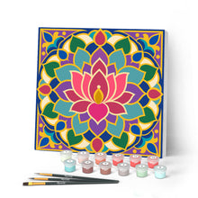Load image into Gallery viewer, Paint by numbers kit for adults Mini Paint by numbers Lotus Mandala 20x20cm already framed Figured'Art UK