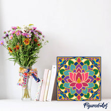 Load image into Gallery viewer, Mini Paint by numbers Lotus Mandala 20x20cm already framed