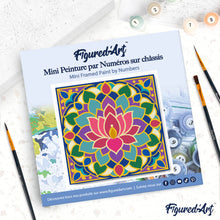 Load image into Gallery viewer, Mini Paint by numbers Lotus Mandala 20x20cm already framed