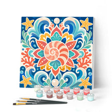 Load image into Gallery viewer, Paint by numbers kit for adults Mini Paint by numbers Seashell Mandala 20x20cm already framed Figured'Art UK