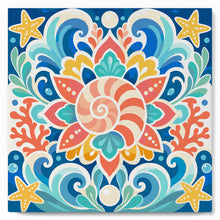 Load image into Gallery viewer, Mini Paint by numbers Seashell Mandala 20x20cm already framed