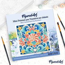 Load image into Gallery viewer, Mini Paint by numbers Seashell Mandala 20x20cm already framed