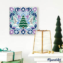 Load image into Gallery viewer, Mini Paint by numbers Christmas Mandala 20x20cm already framed