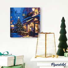 Load image into Gallery viewer, Mini Paint by numbers Festive Night Café 20x20cm already framed