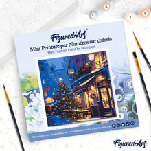 Load image into Gallery viewer, Mini Paint by numbers Festive Night Café 20x20cm already framed
