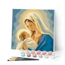 Load image into Gallery viewer, Paint by numbers kit for adults Mini Paint by numbers Mary's Embrace 20x20cm already framed Figured'Art UK
